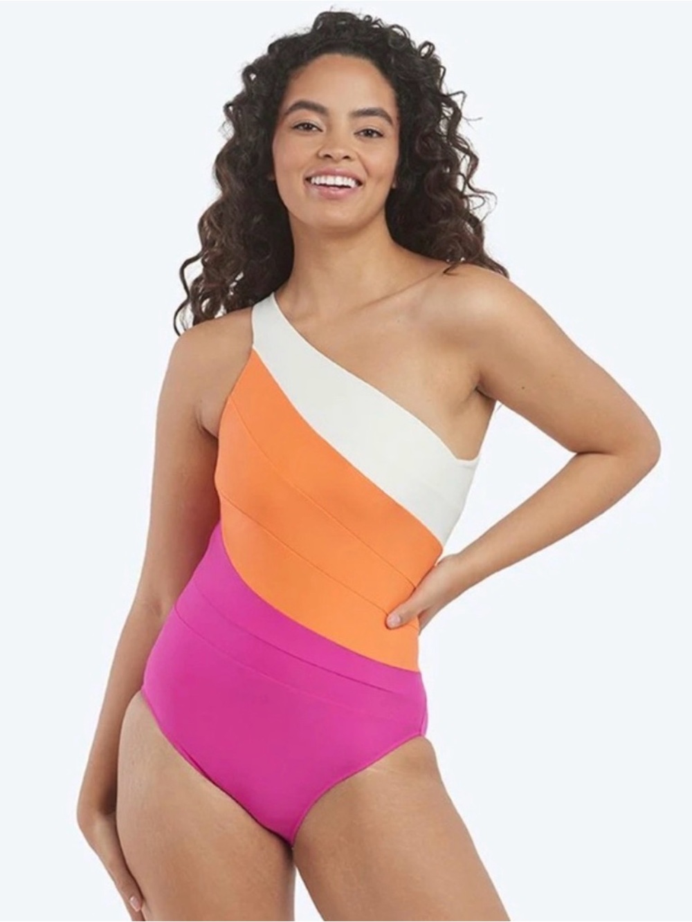 Summersalt Colorblock Sidestroke One Piece Swimsuit 14 Bathingsuit Pink Orange - Picture 3 of 15